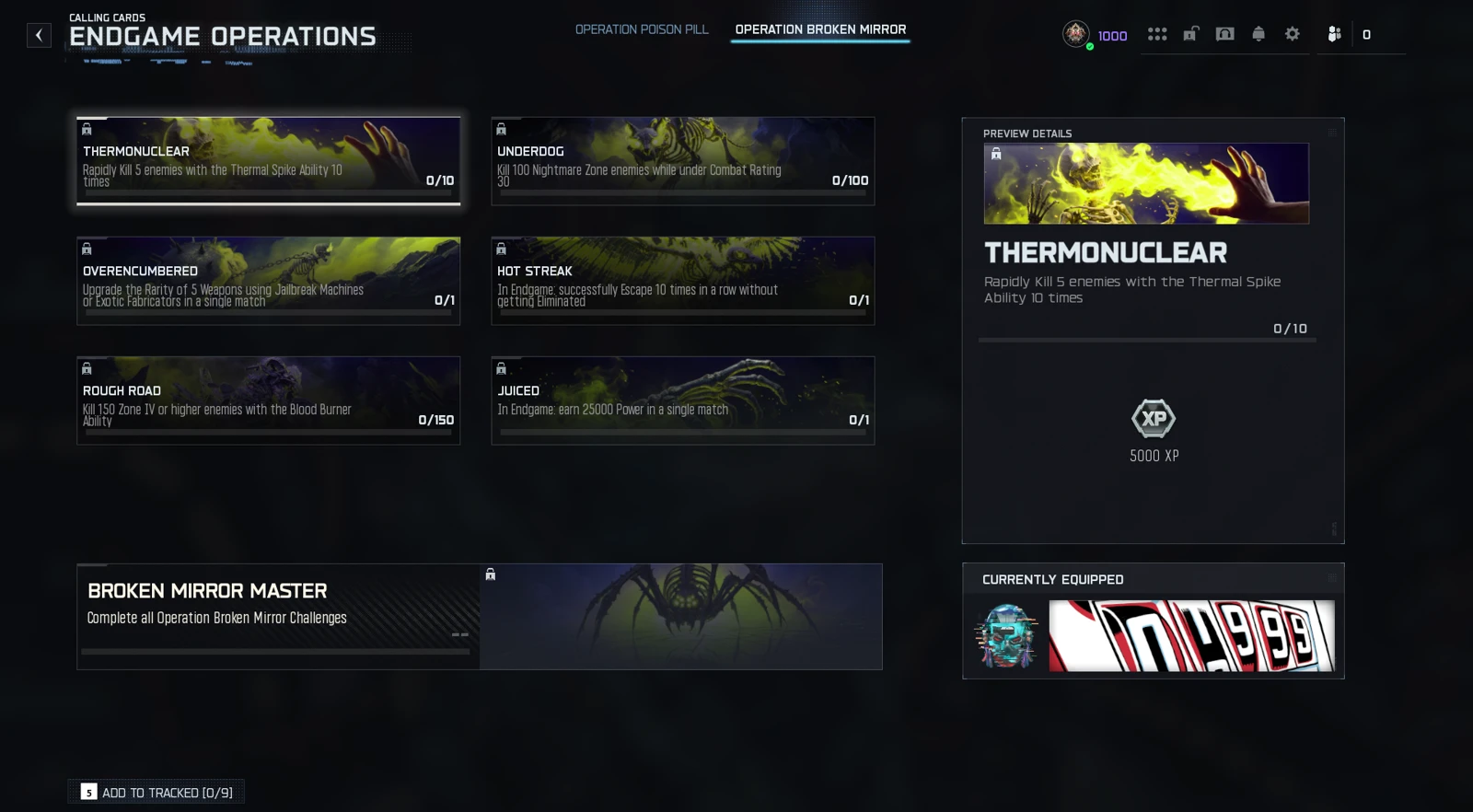 Broken Mirror calling card challenges and unlock requirements