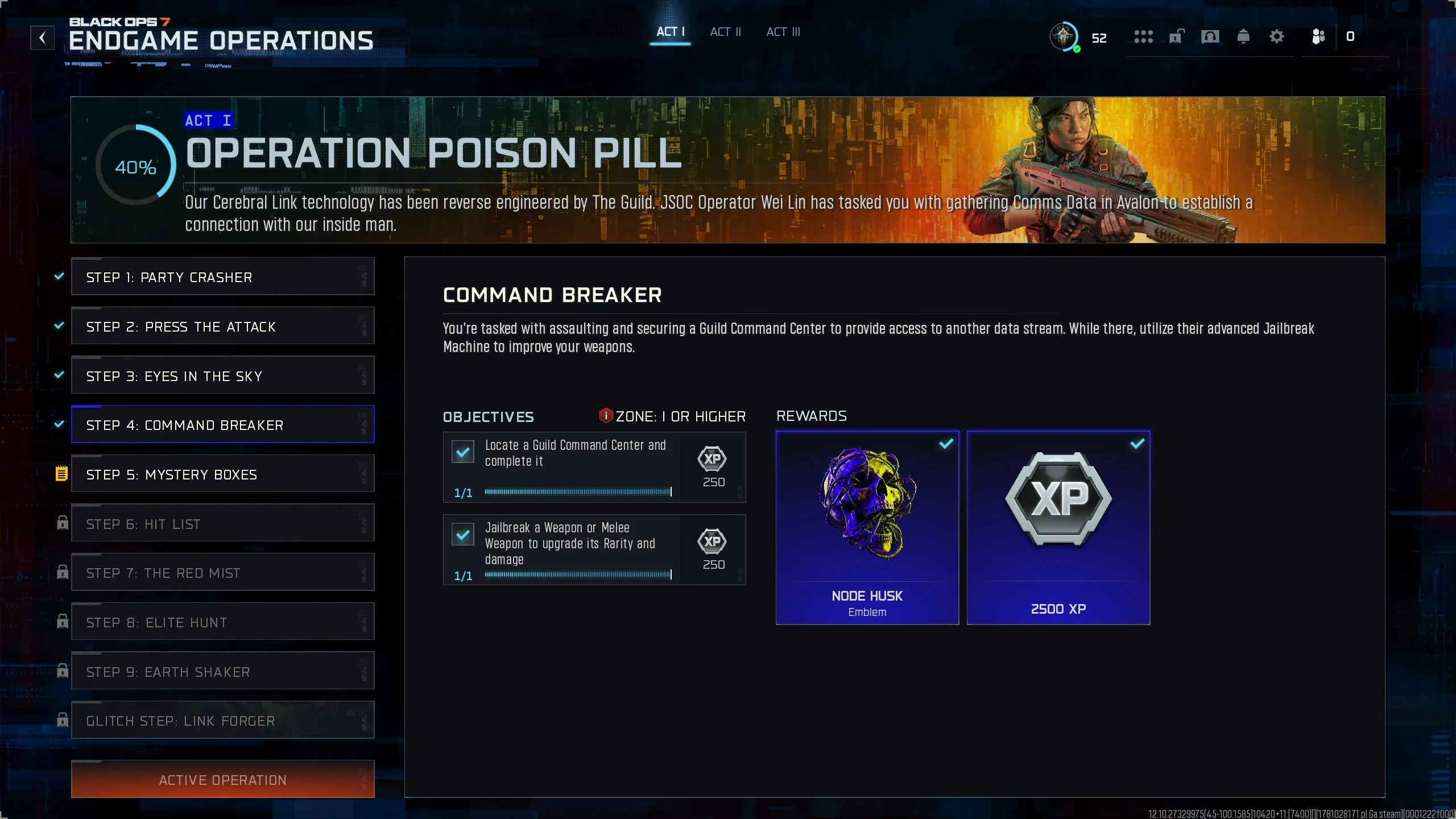 Step 4: Command Breaker objectives and rewards screen