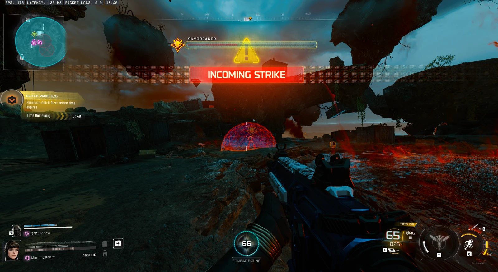 Skybreaker incoming strike warning indicator during the boss fight