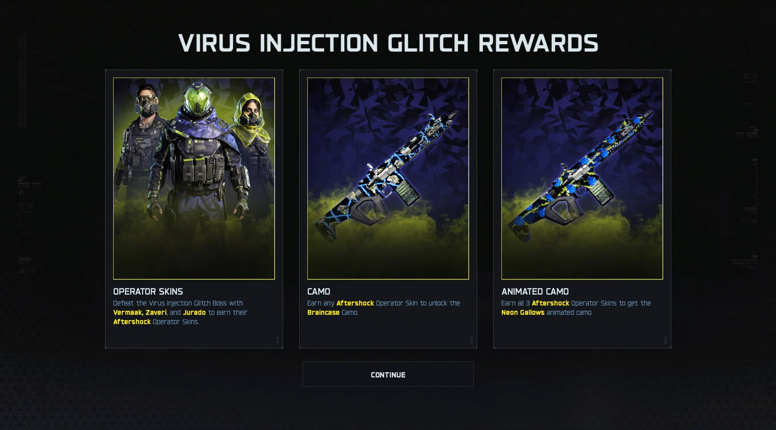 Virus Injection Glitch Fracture completion reward screen