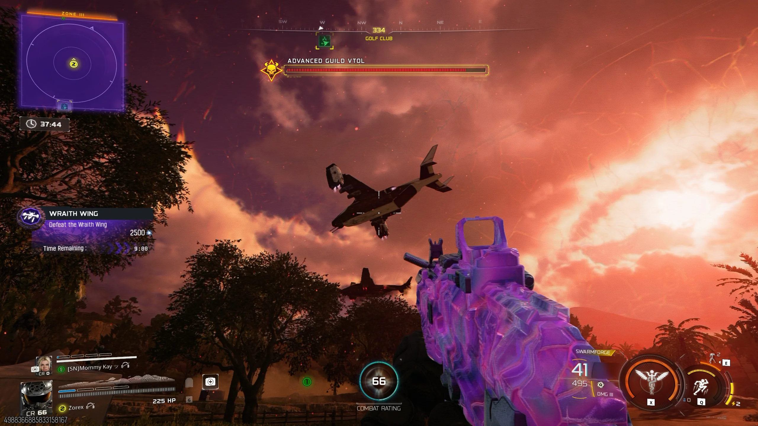 Advanced Guild VTOL flying over the battlefield