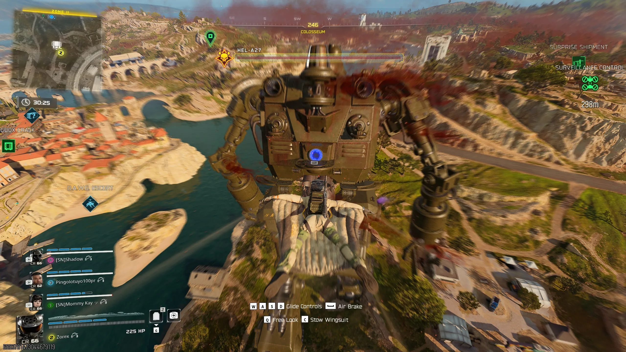 Aerial wingsuit view of the Colossus near the Colosseum