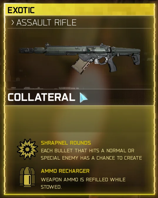 Collateral exotic weapon card