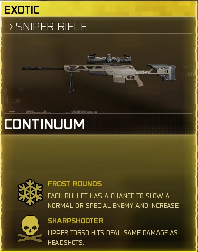 Continuum exotic weapon card