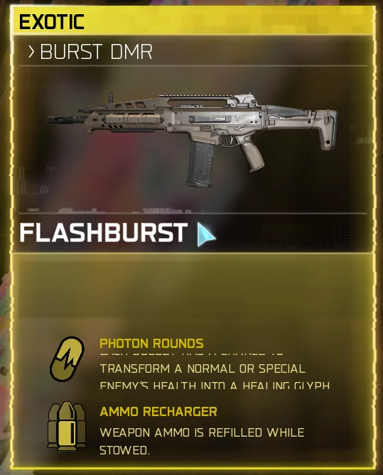 Flashburst exotic weapon card