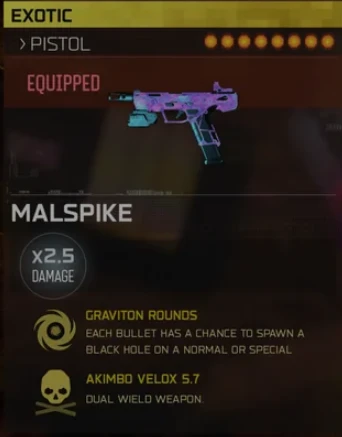 Malspike exotic weapon card