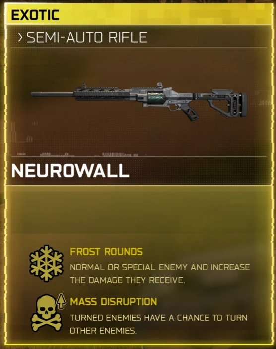 Neurowall exotic weapon card