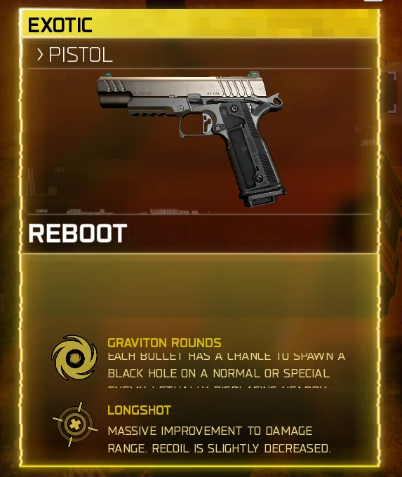 Reboot exotic weapon card