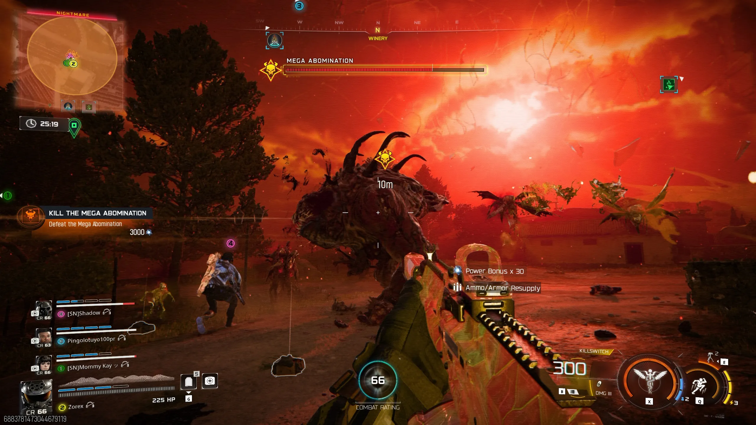 Fighting the Mega Abomination in the Nightmare Zone near the Winery