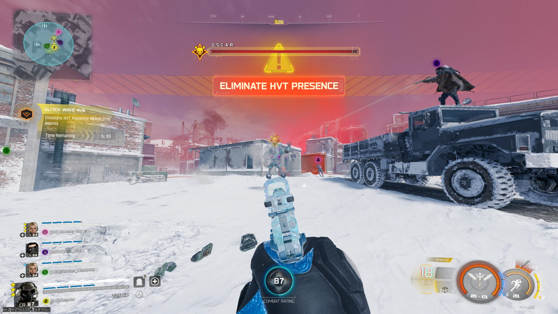 Wave 4 O.S.C.A.R. variant with health bar in the snowy area