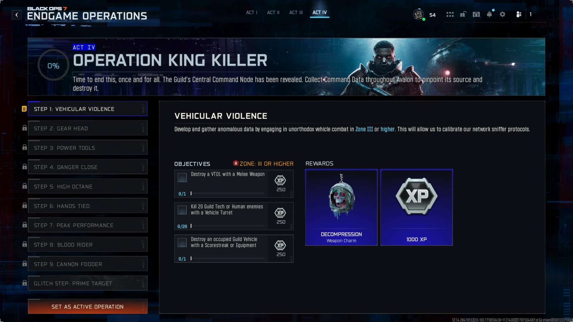 Step 1: Vehicular Violence objectives and rewards