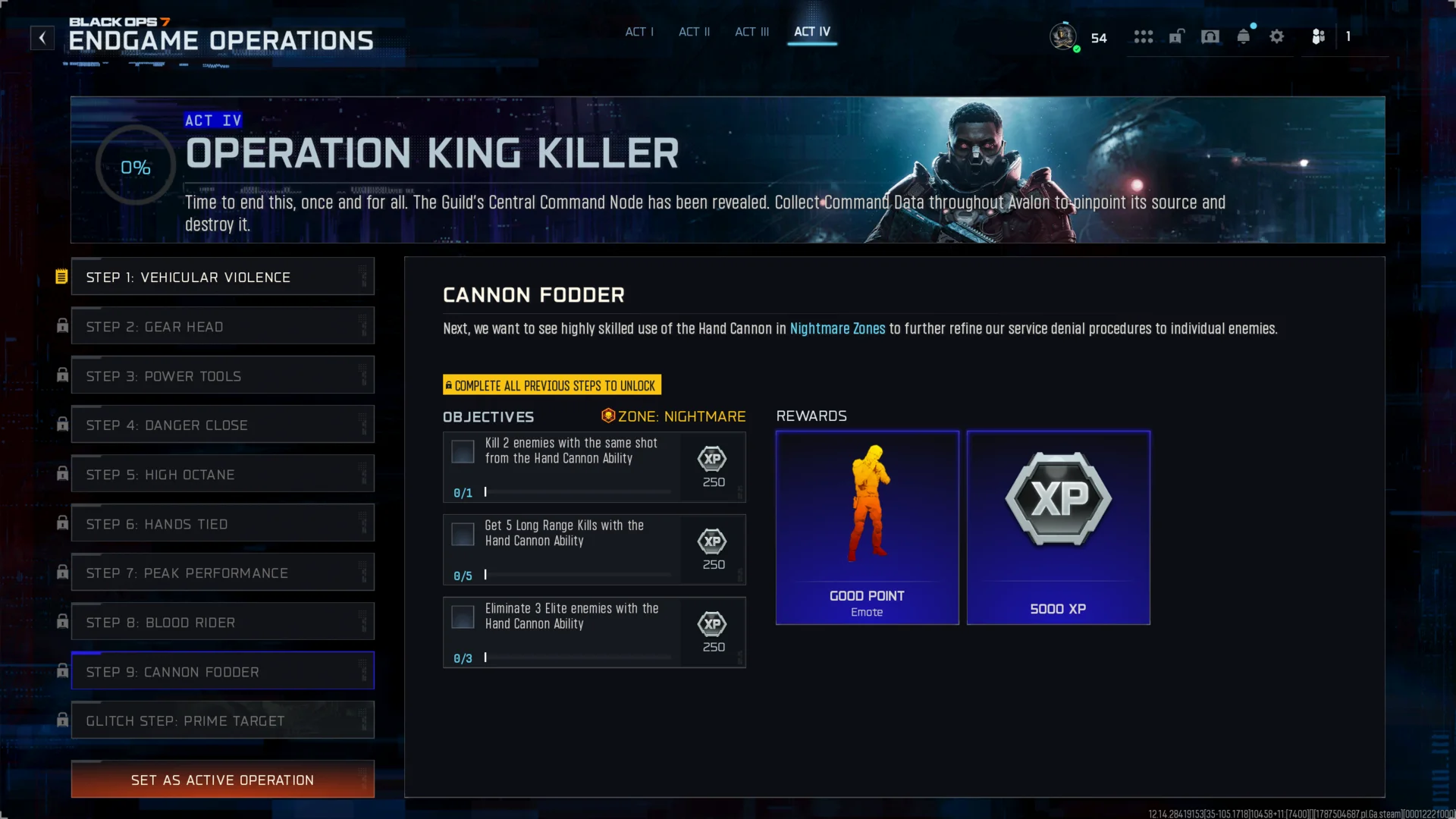 Step 9: Cannon Fodder objectives and rewards