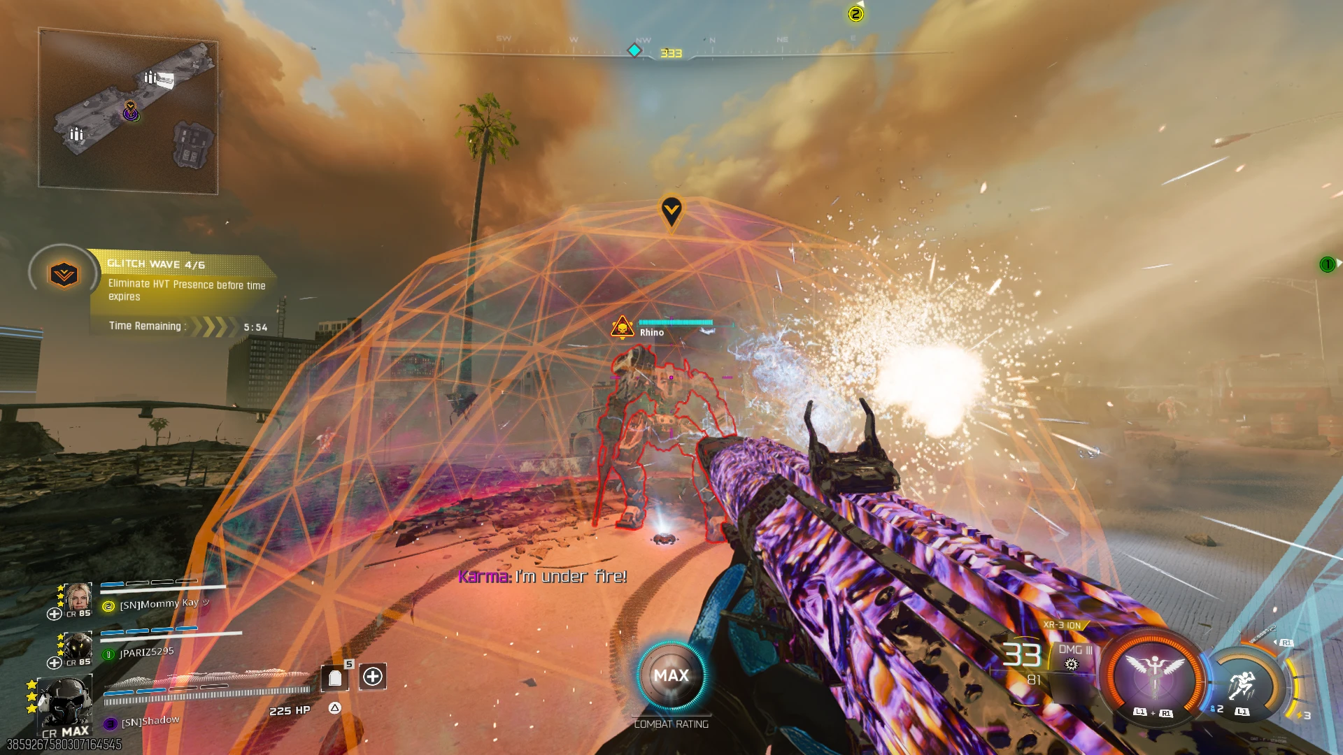 Wave 4 mech HVT with shield dome in the city area
