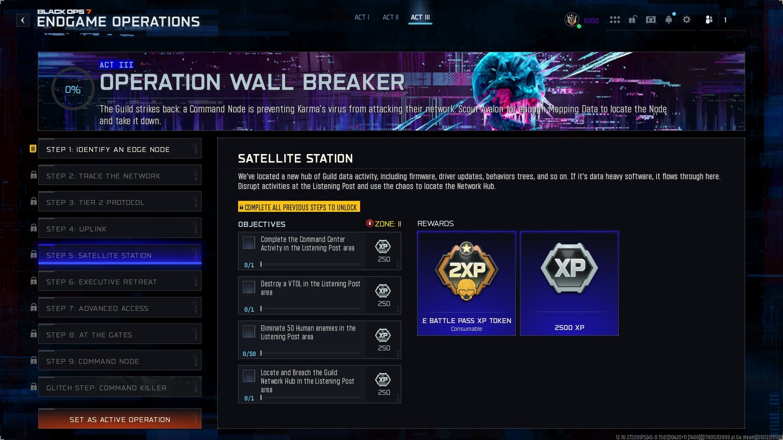 Step 5: Satellite Station objectives and rewards
