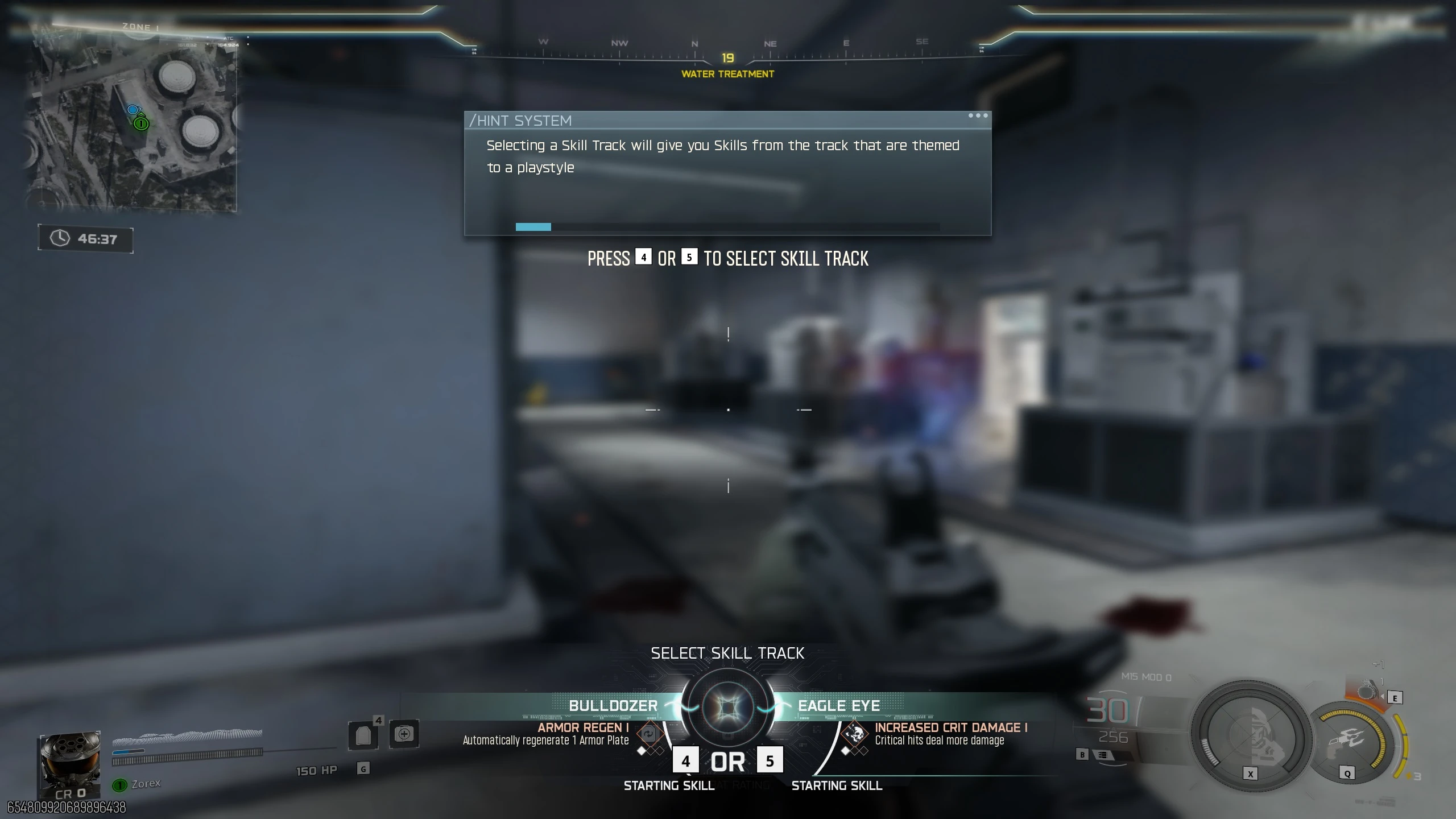 Skill track selection screen showing Bulldozer and Eagle Eye